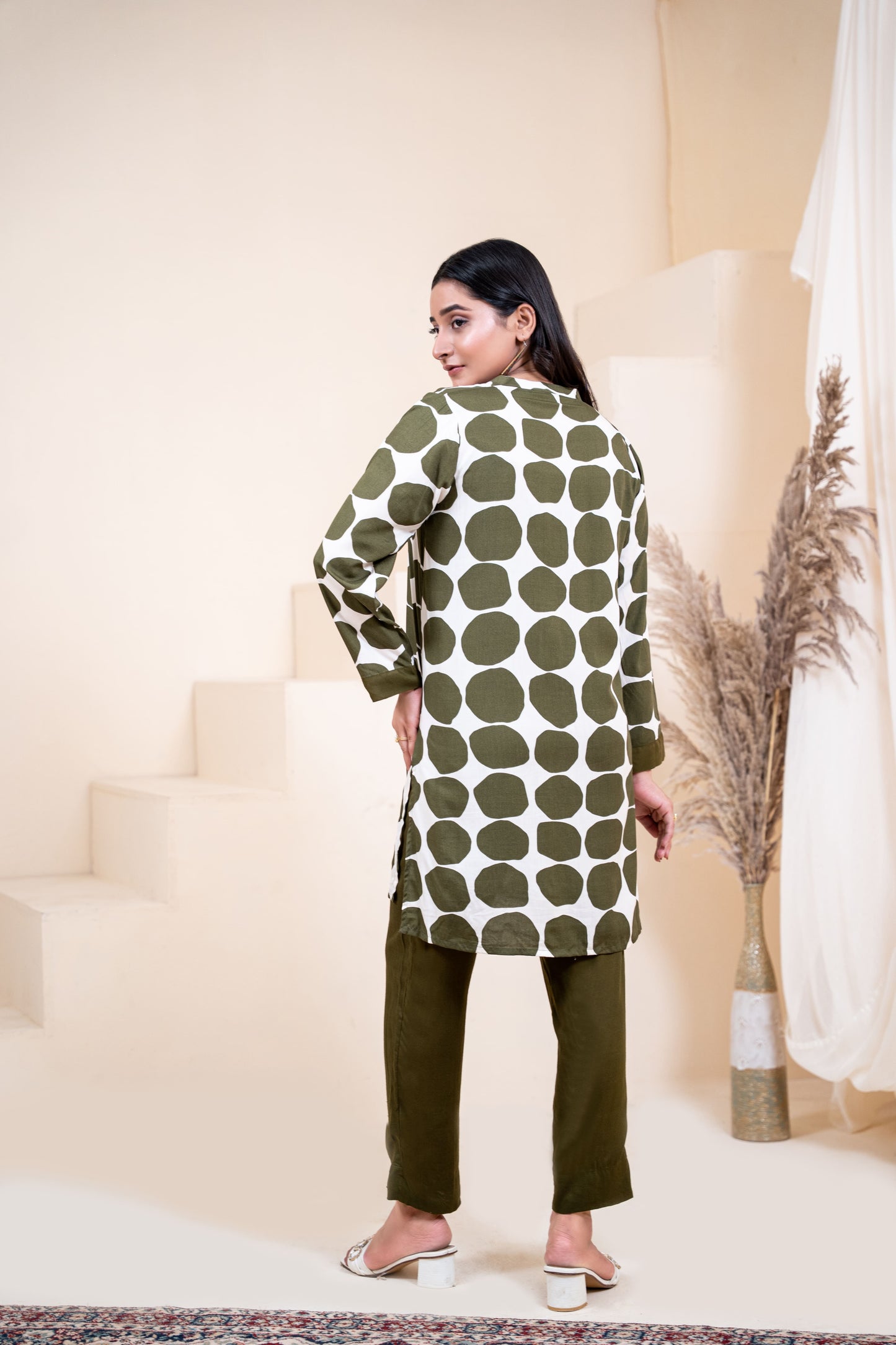 Olive Orb Geometric Co-ord Set
