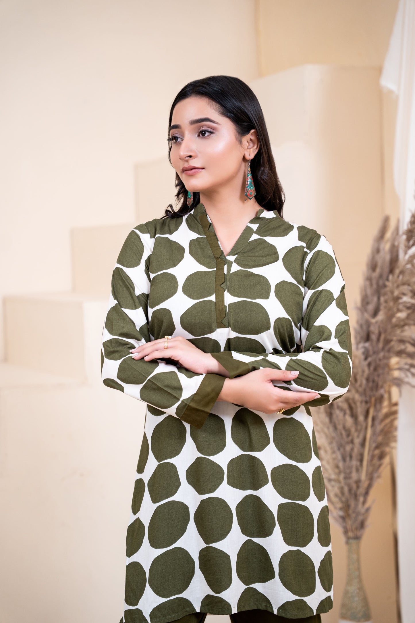 Olive Orb Geometric Co-ord Set