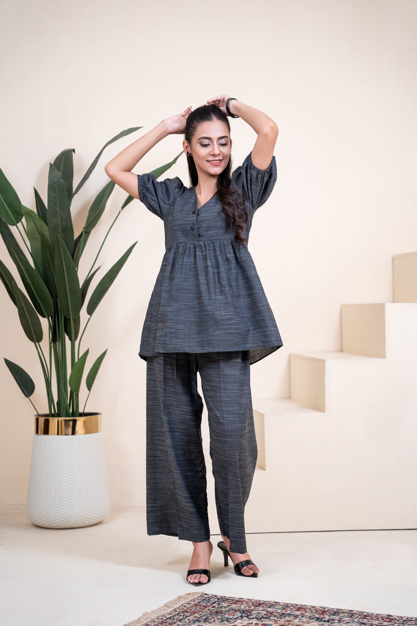 The Charcoal Horizon Peplum Set