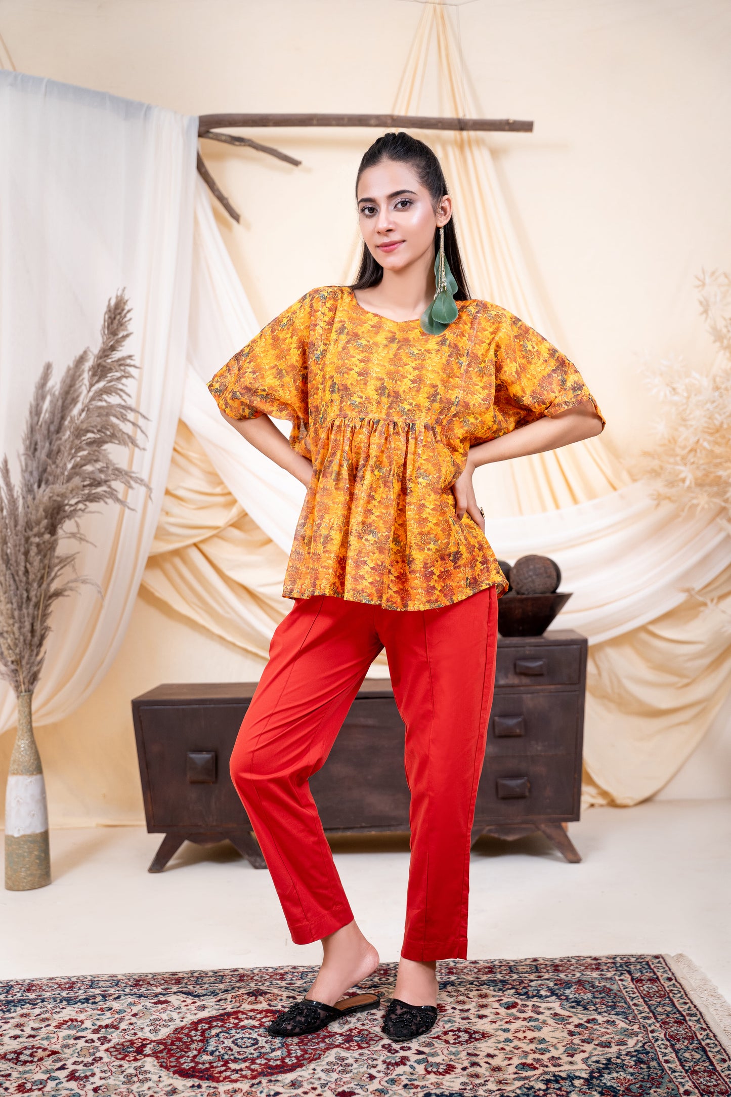 Sunset Orange Floral Top