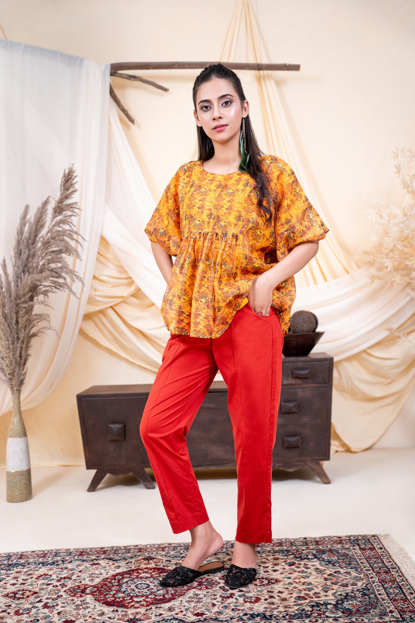 Sunset Orange Floral Top