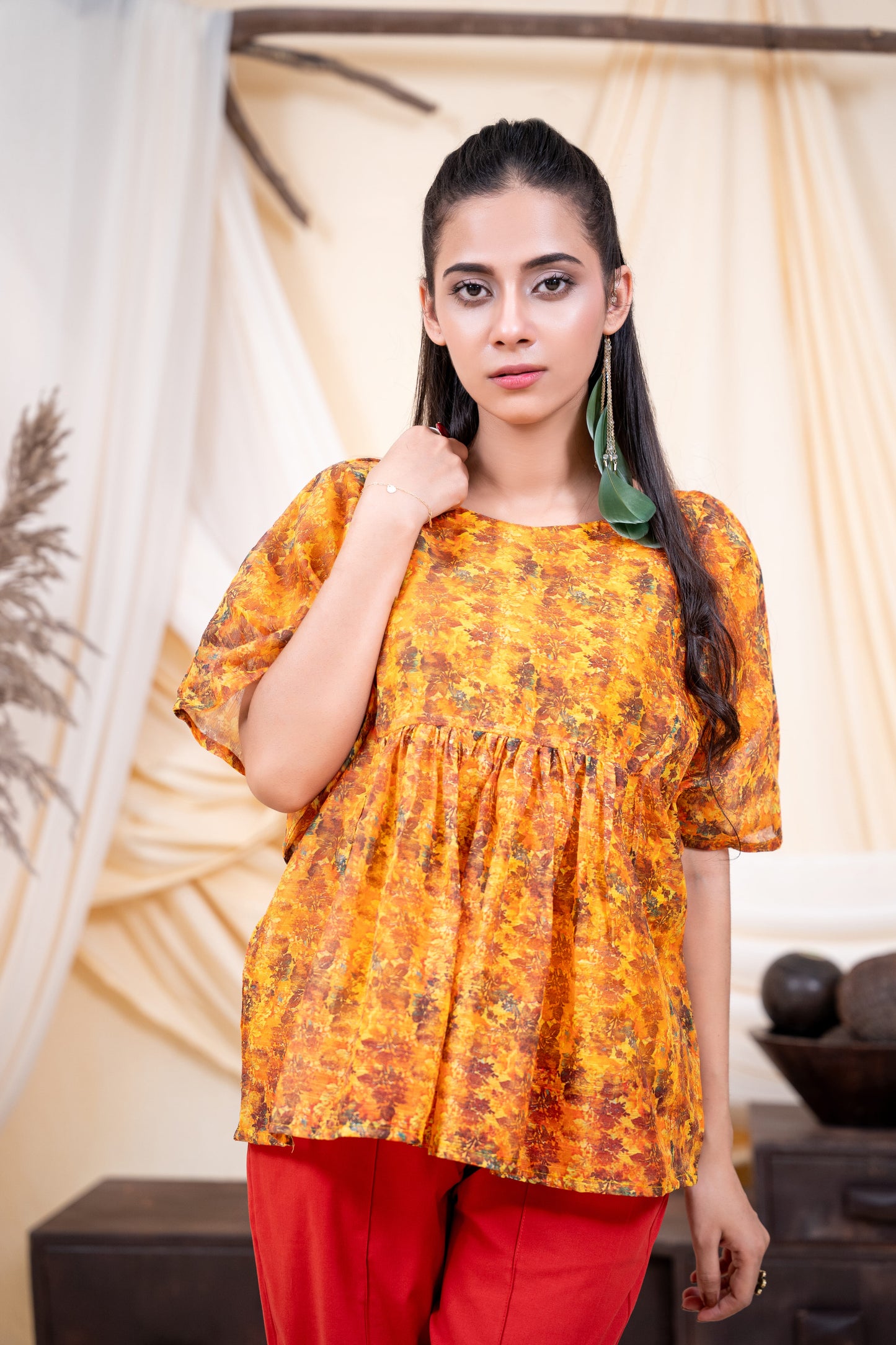 Sunset Orange Floral Top