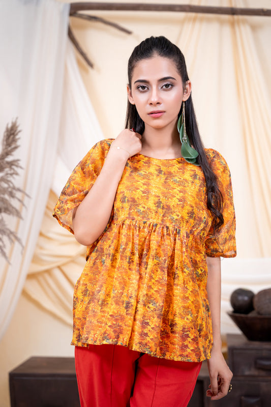 Sunset Orange Floral Top