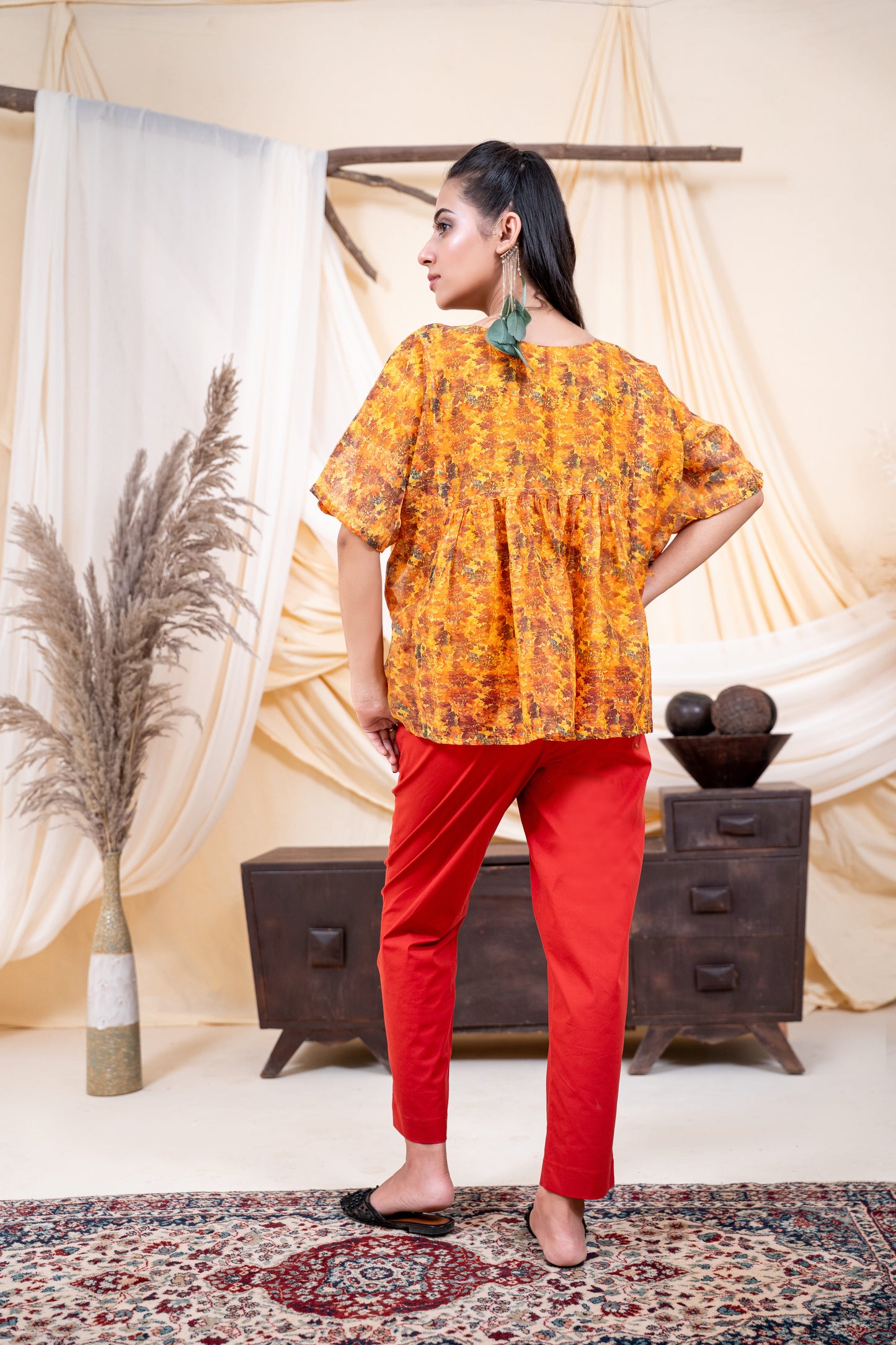 Sunset Orange Floral Top