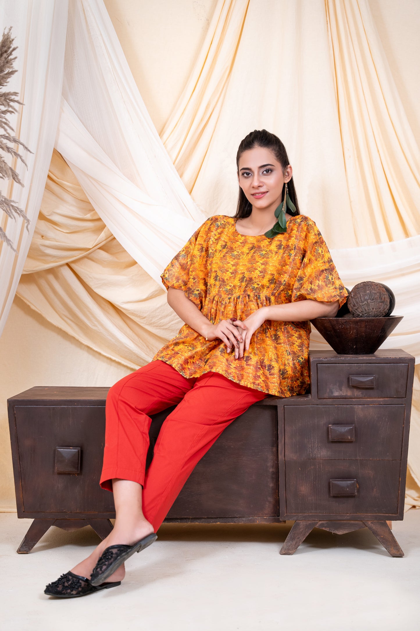 Sunset Orange Floral Top