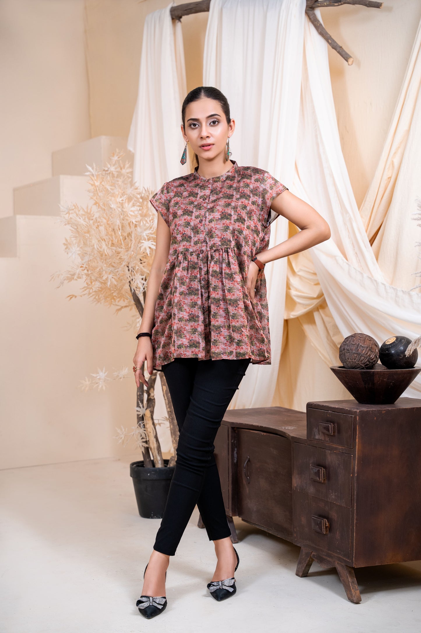 Vintage-Wash Botanical Blouse
