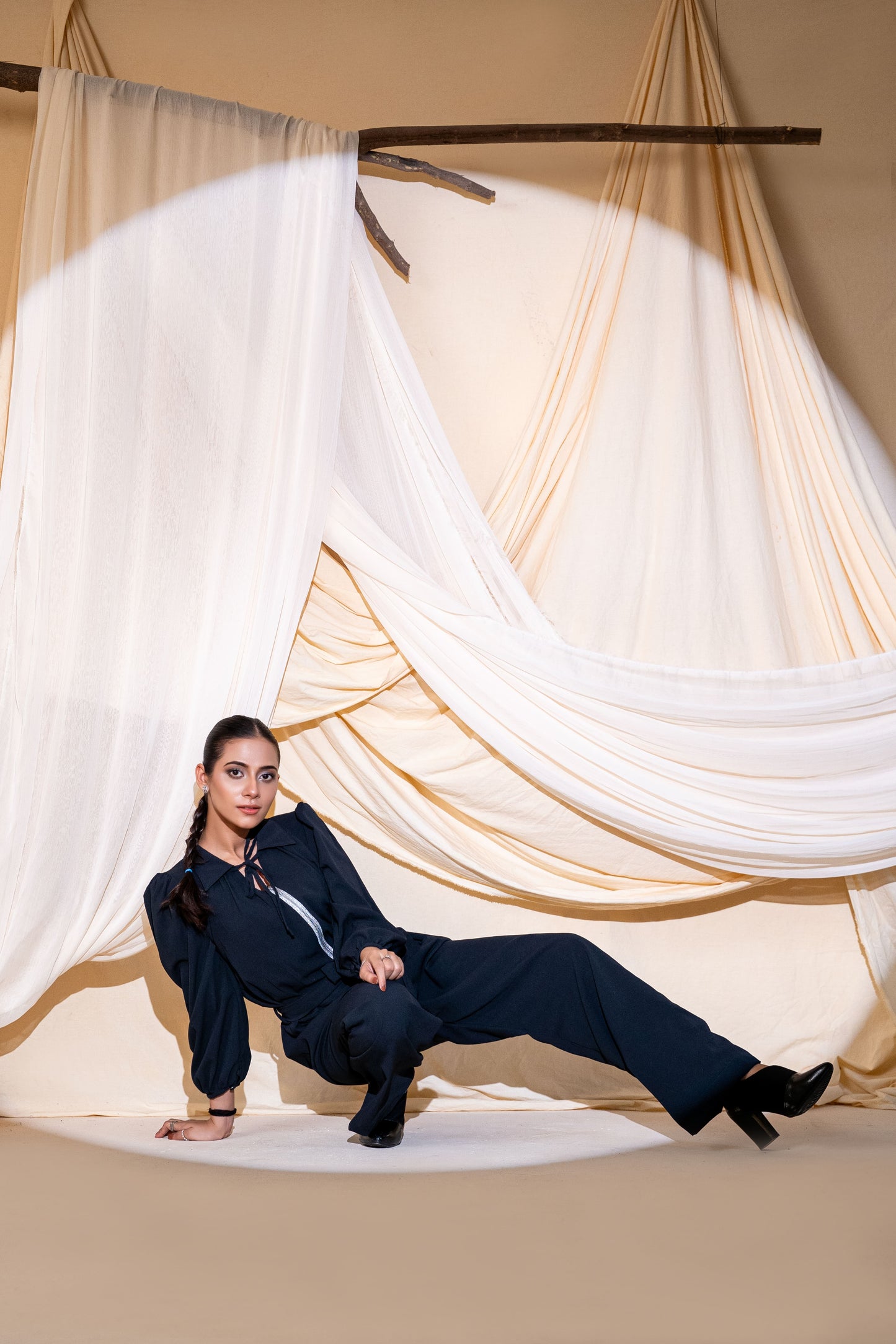 The Midnight Navy Tie-Neck Jumpsuit